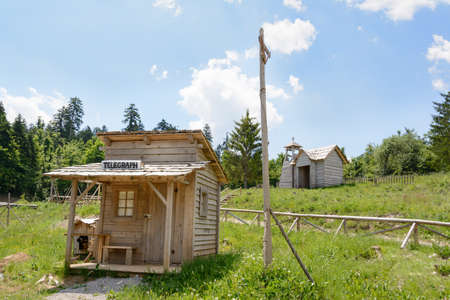 Fuzine , Croatia - June 4. 2017. abandoned wild west movie setのeditorial素材