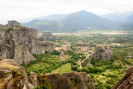 Panorama of Kalambaka in Meteora region, Greeceの写真素材