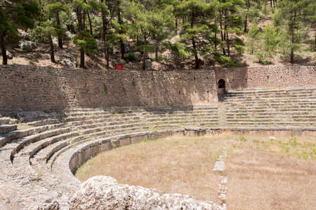 remains of ancient  stadium at Delfi , Greeceの写真素材