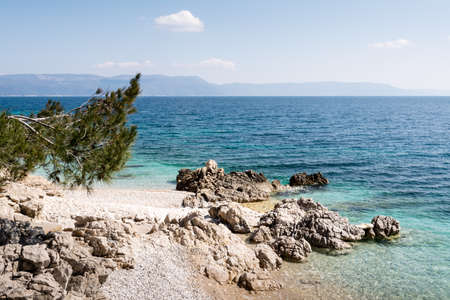 Pebbly Beach in Rabac, Istria region , Croatiaの写真素材