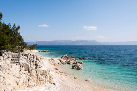 Pebbly Beach in Rabac, Istria region , Croatiaの写真素材