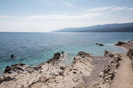 Pebbly Beach in Rabac, Istria region , Croatiaの写真素材