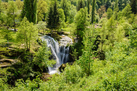 Waterfall on Korana river in village of Rastoke. Near Slunj in Croatia.の写真素材