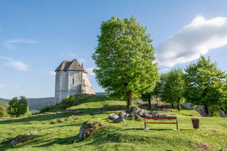 remains of the church in the fort Sokolac in the village of Brinje, Lika region, Croatiaの写真素材