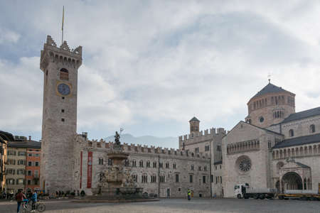 Trento city, Italy, photographed 01/17/2018. the main city square Piazza Duomoのeditorial素材