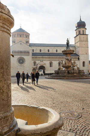 Trento city, Italy, photographed 01/17/2018. the main city square Piazza Duomoのeditorial素材