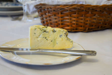 Blue cheese on a plateの写真素材