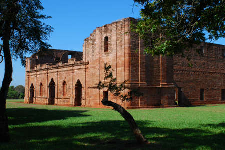 church ruins at the Jesuitic Mission of Jesus in Paraguayの写真素材