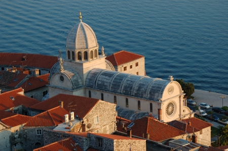 Gothic St. James Cathedral in Sibenik in Croatiaの写真素材