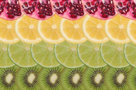 Composition made of slices of tropical fruitsの写真素材