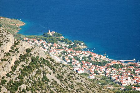 Spectacular scenic view from Vidova Gora on Golden Cape on Brac island, Croatiaの写真素材