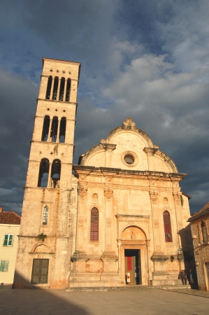 Cathedral of St  Steven in town of Hvar in Croatiaの写真素材