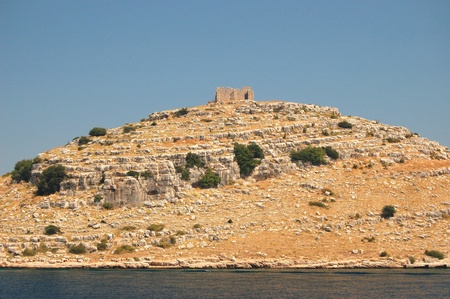 majestic picturesque bare rocky islands of Kornati archipelago, Croatiaの写真素材