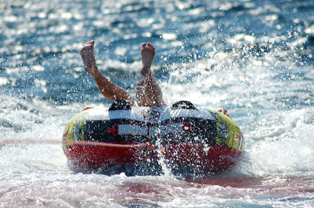 young girl on a tube