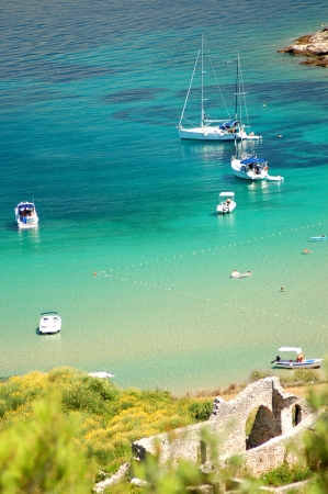 Picturesque view on sandy Lovrecina beach on Brac island, Croatiaの写真素材
