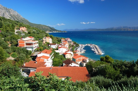 gorgeous azure scene of summer croatian landscape in podgora, dalmatia, croatiaの写真素材