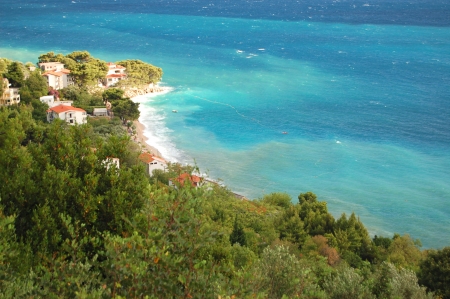 picturesque view on adriatic coast of dalmatia in croatiaの写真素材
