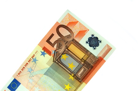 euro banknote isolated on whiteの写真素材