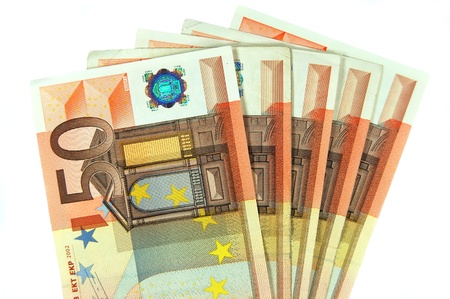 euro banknotes  isolated on whiteの写真素材