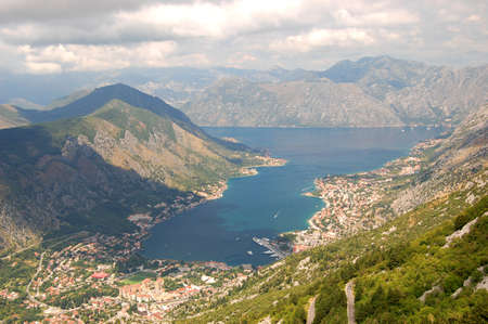 Spectacular breathtaking picturesque view on Boka Kotorska in Montenegroの写真素材