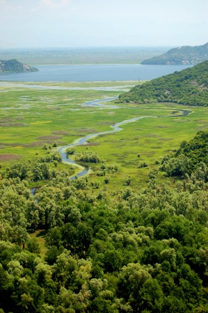 Picturesque superb gorgeous view on Crnojevica river in Montenegroの写真素材