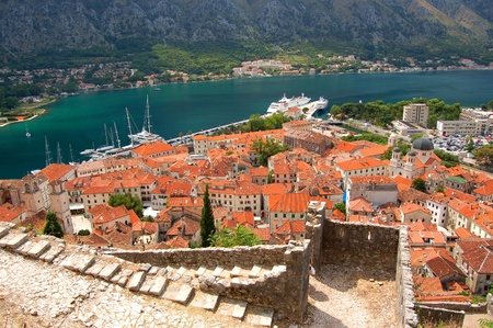 Picturesque gorgeous view on Kotor, Montenegroの写真素材