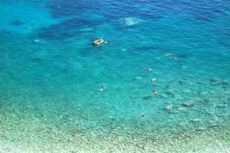 picturesque tranguil summer view on montenegrin beachの写真素材