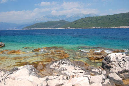Superb picturesque scene of adriatic beach in Montenegroの写真素材