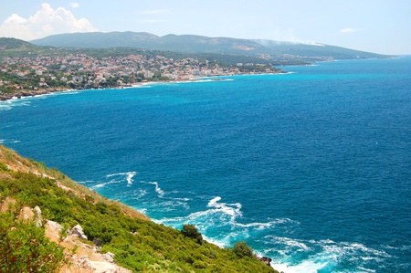 Superb picturesque scene of adriatic beach in Montenegroの写真素材