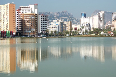 Apartment blocks in Calpe, Spainの写真素材