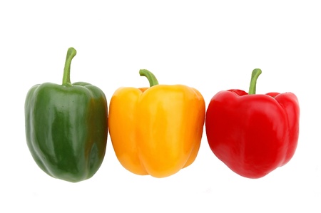 Three peppers on white backgroundの写真素材