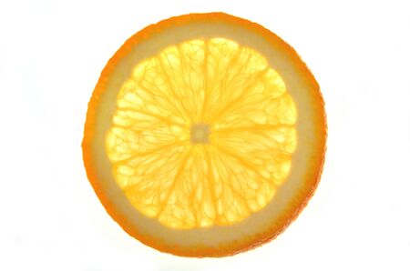 slice of orange isolated on white backgroundの写真素材