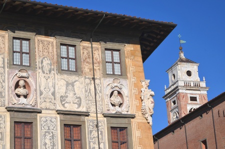 Beautiful building of University on Piazza dei Cavalieri in Pisa, Tuscany - Italyの写真素材