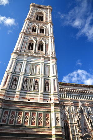 Spectacular view of famous marble cathedral Santa Maria del Fiore in Florence, Italyの写真素材