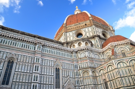 Spectacular view of famous marble cathedral Santa Maria del Fiore in Florence, Italyの写真素材