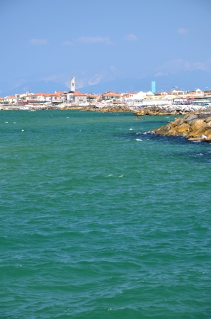 Picturesque view on beautiful beach in Marina di Pisa, Tuscany in Italy の写真素材