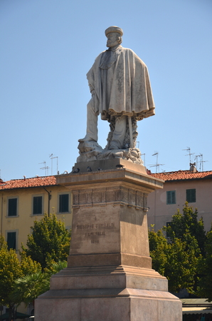 The statue of Giuseppe Garibaldi in Livorno, Italyの写真素材