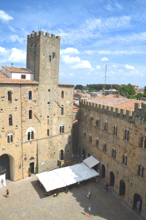 Picturesque view on historic buildings of Volterra in Tuscany, Italyのeditorial素材