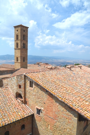 Picturesque view on historic buildings of Volterra in Tuscany, Italyの写真素材