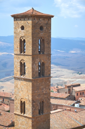 Picturesque view on historic buildings of Volterra in Tuscany, Italyの写真素材