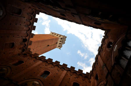 Majestic Palazzo Pubblico on Piazza del Campo in Siena, Tuscany, Italyの写真素材