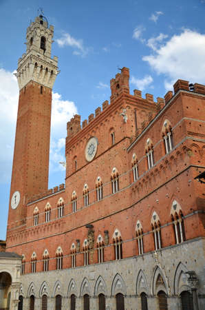 Majestic Palazzo Pubblico on Piazza del Campo in Siena, Tuscany, Italyの写真素材