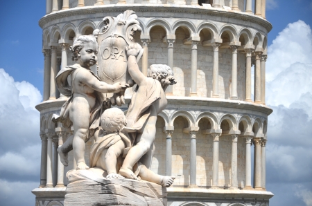 The statue of angels on Square of Miracles in Pisa, Italyの写真素材