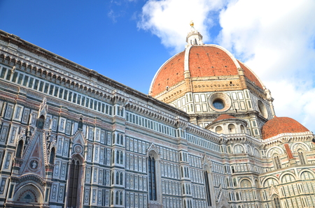 Impressive famous marble cathedral Santa Maria del Fiore in Florence, Italyの写真素材