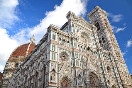 Impressive famous marble cathedral Santa Maria del Fiore in Florence, Italyの写真素材