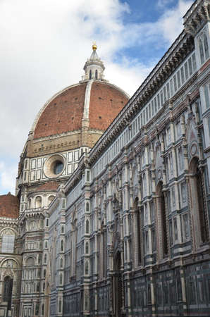 Impressive famous marble cathedral Santa Maria del Fiore in Florence, Italyの写真素材
