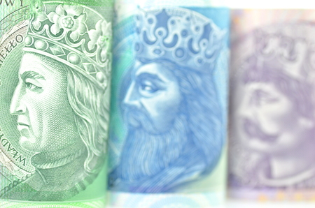 variety of zloty banknotes from Polandの写真素材