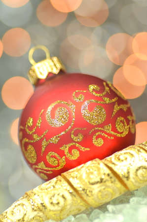 christmas decoration, Christmas ball against bokeh backgroundの写真素材