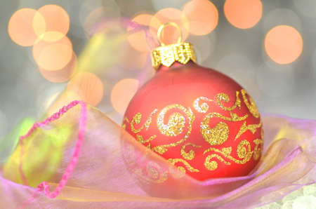 christmas decoration, Christmas ball against bokeh backgroundの写真素材