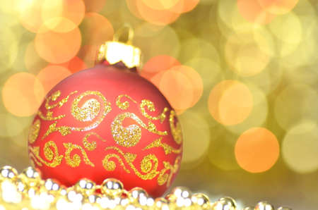 christmas decoration, Christmas ball against bokeh backgroundの写真素材
